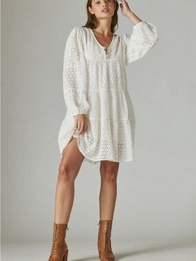NWT Lucky Brand Tiered Woven Peasant Dress Size medium